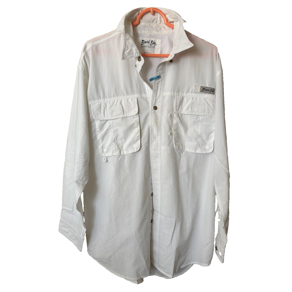 Bimini Bay Men’s Fishing Shirt Men's Large Blue Vented Back Utility Outdoor